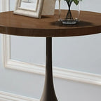 Table d'appoint ronde en bois avec pied en métal pour salon