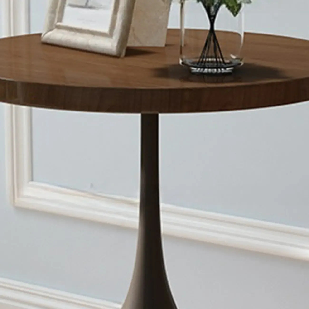 Table d'appoint ronde en bois avec pied en métal pour salon