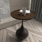 Table d'appoint ronde en bois avec pied en métal pour salon