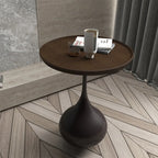 Table d'appoint ronde en bois avec pied en métal pour salon