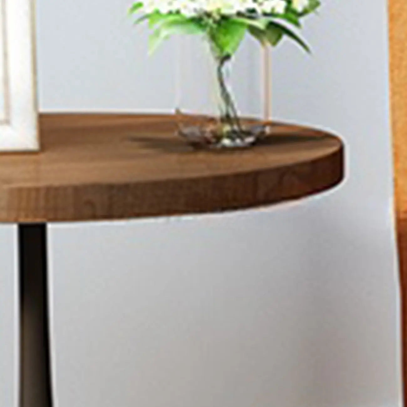 Table d'appoint ronde en bois avec pied en métal pour salon