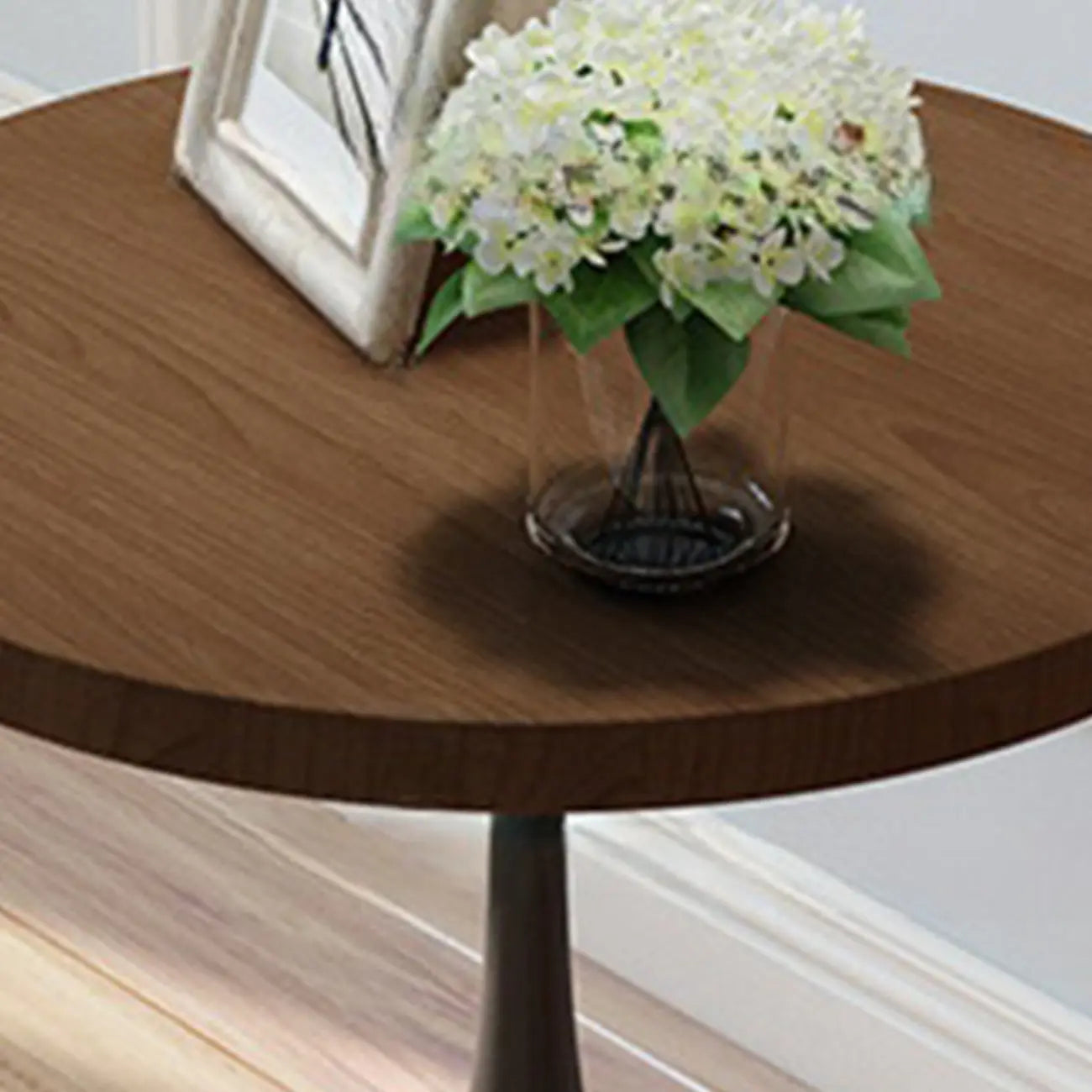 Table d'appoint ronde en bois avec pied en métal pour salon