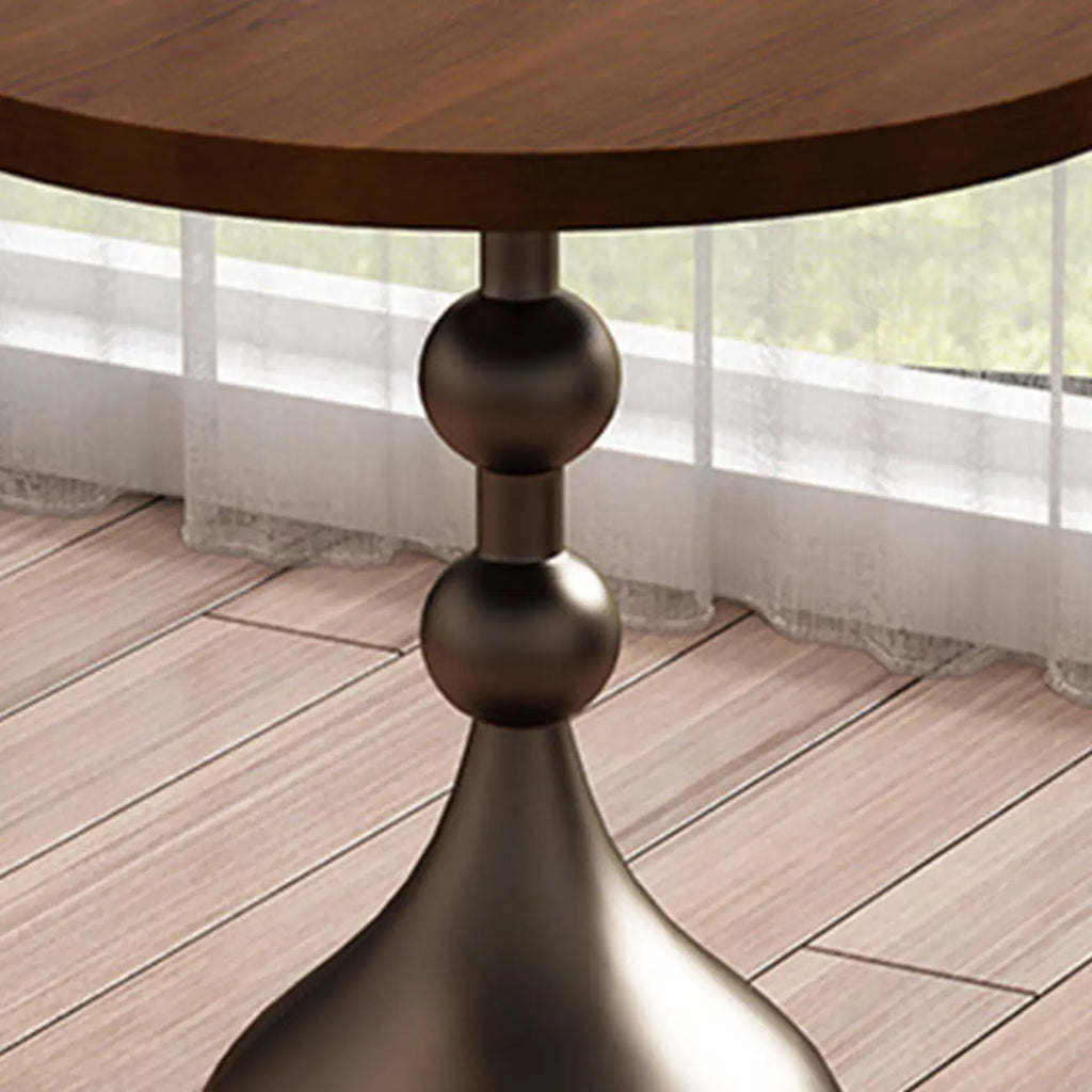 Table d'appoint ronde en bois avec pied en métal pour salon