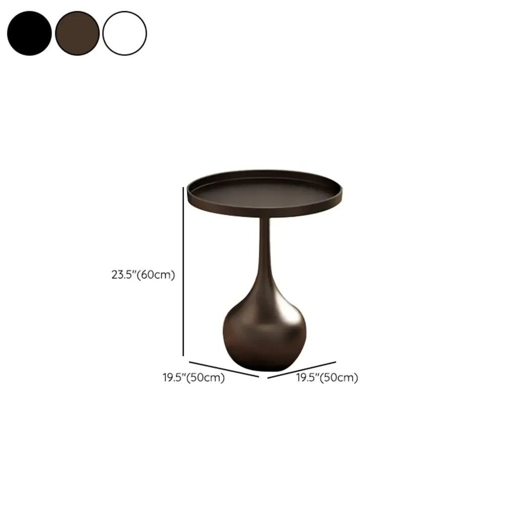 Table d'appoint ronde en bois avec pied en métal pour salon
