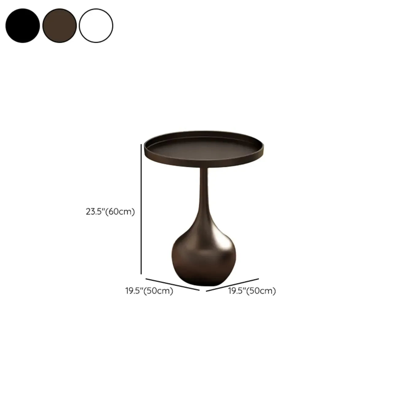 Table d'appoint ronde en bois avec pied en métal pour salon