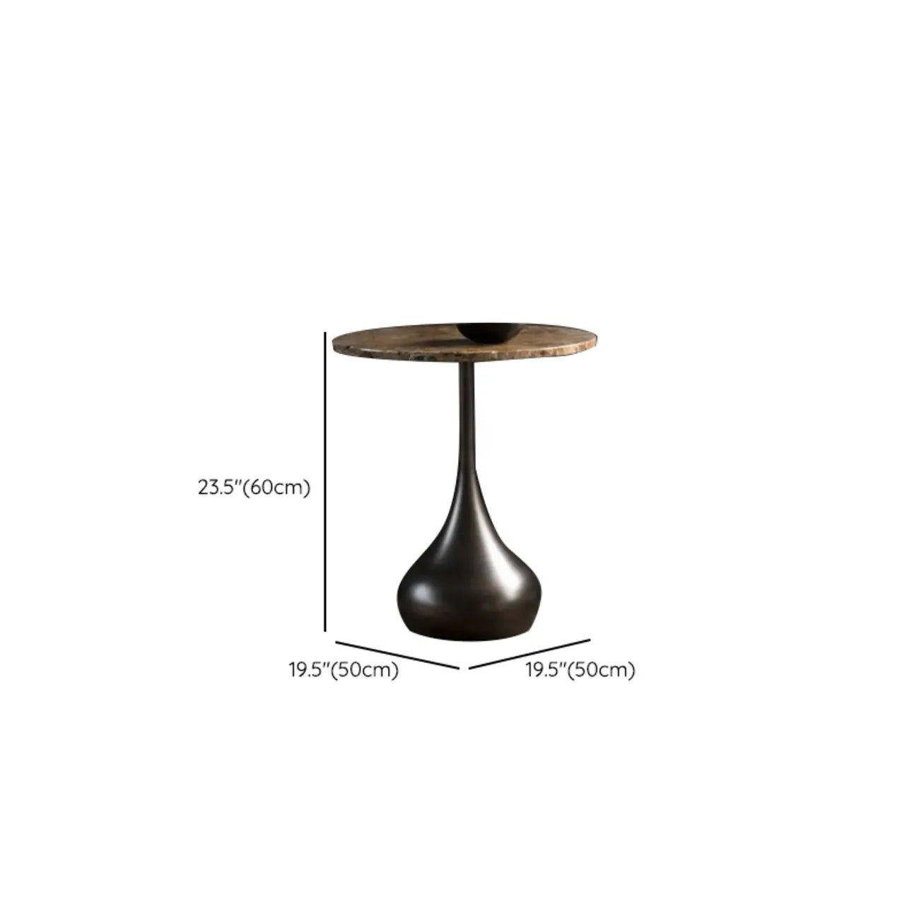 Table d'appoint ronde en bois avec pied en métal pour salon