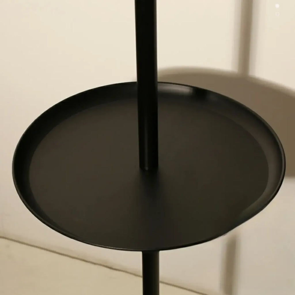 Lampadaire de table moderne en métal noir avec abat-jour en tissu beige