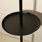 Lampadaire de table moderne en métal noir avec abat-jour en tissu beige