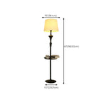 Lampadaire de table moderne en métal noir avec abat-jour en tissu beige