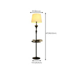 Lampadaire de table moderne en métal noir avec abat-jour en tissu beige