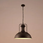 Suspension ronde noire réglable de style industriel