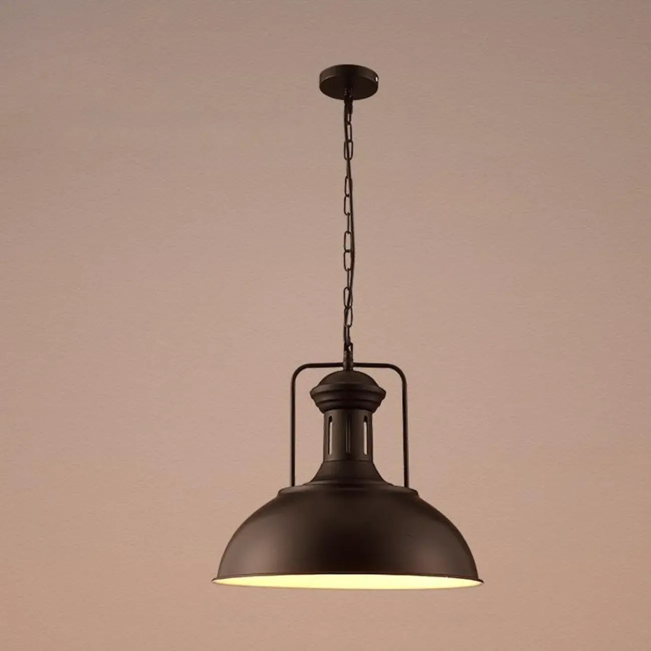 Suspension ronde noire réglable de style industriel