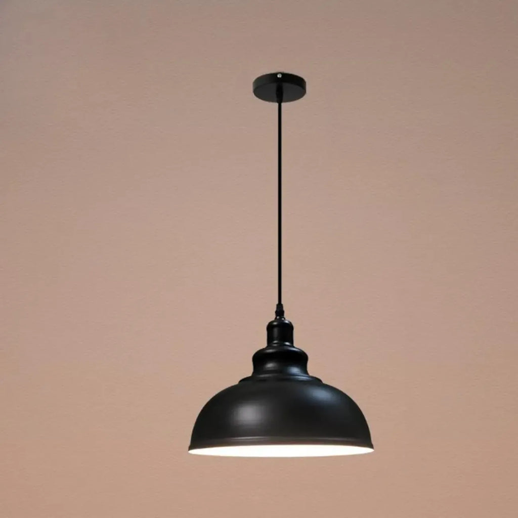 Suspension ronde noire réglable de style industriel
