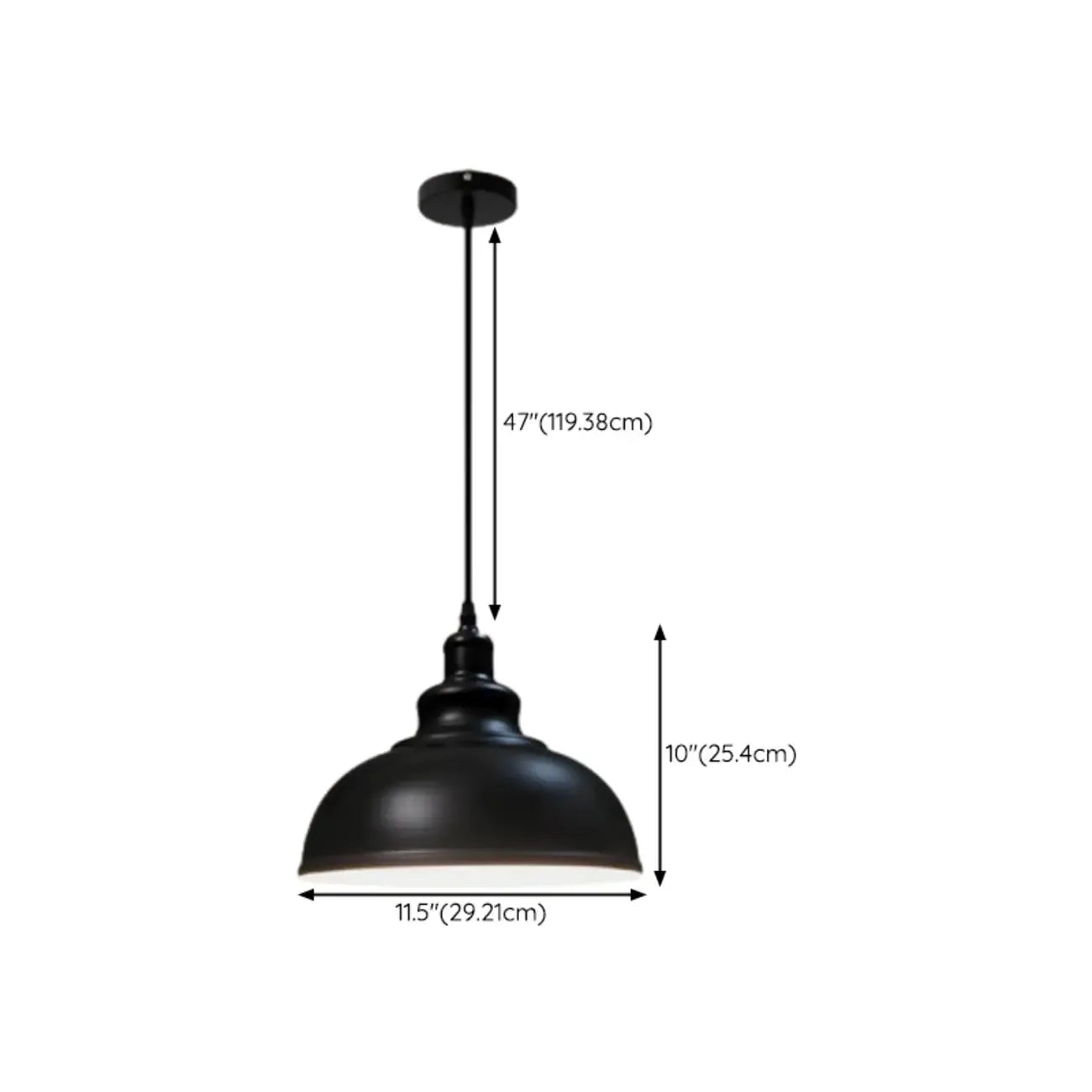 Suspension ronde noire réglable de style industriel