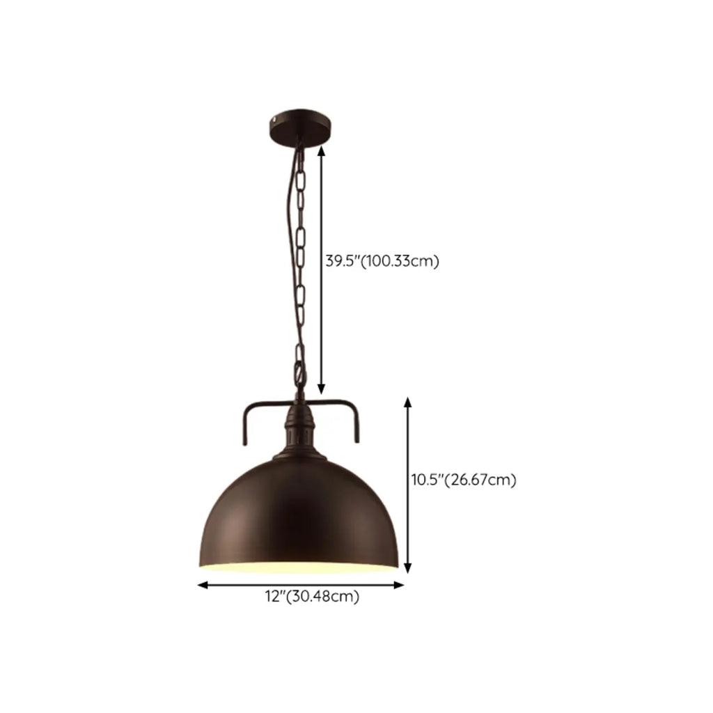 Suspension ronde noire réglable de style industriel