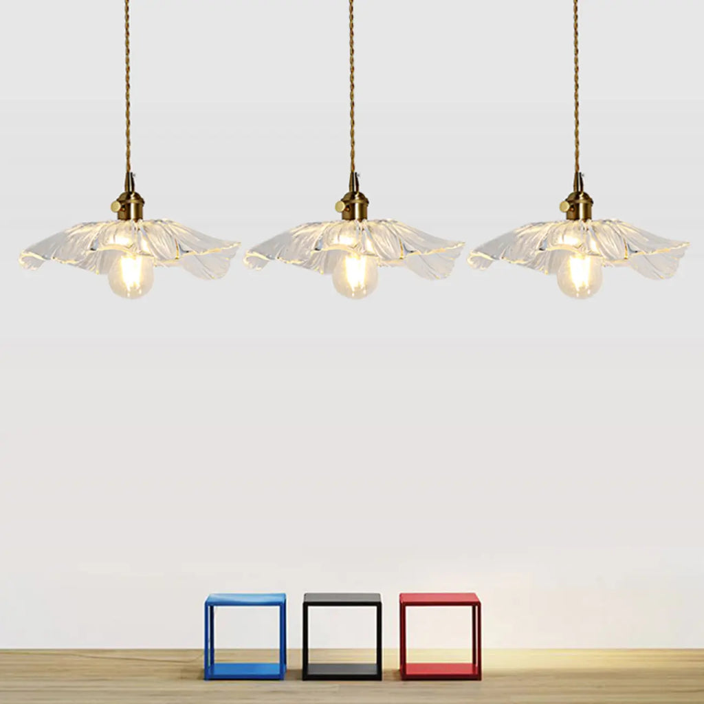 Suspension élégante en verre transparent à motif floral