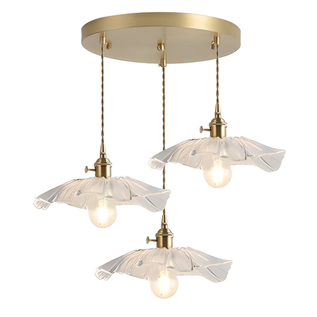 Suspension élégante en verre transparent à motif floral