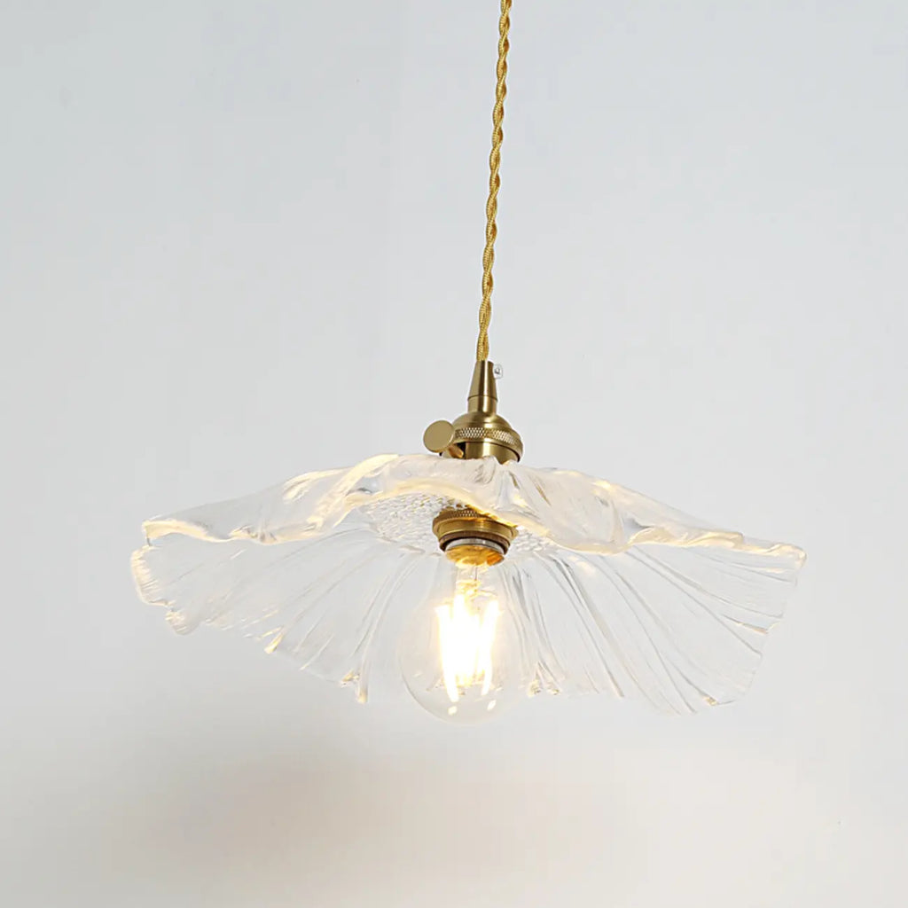Suspension élégante en verre transparent à motif floral