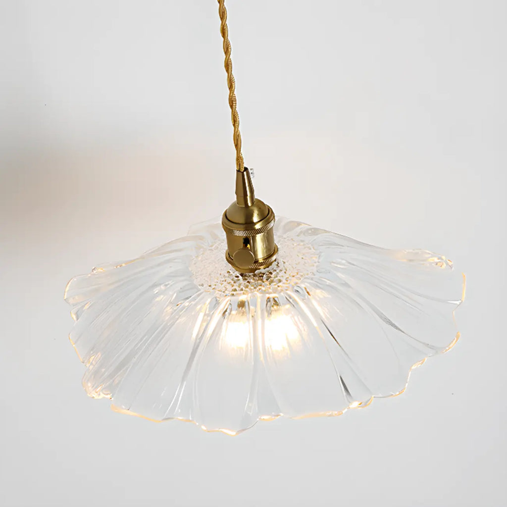 Suspension élégante en verre transparent à motif floral