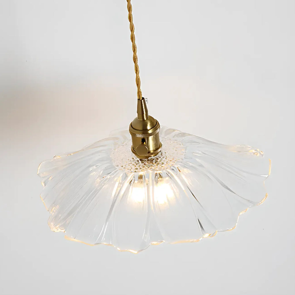Suspension élégante en verre transparent à motif floral