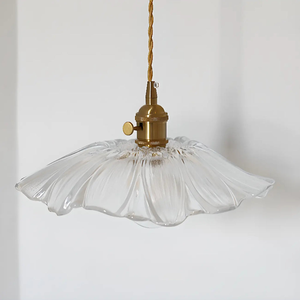 Suspension élégante en verre transparent à motif floral