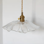 Suspension élégante en verre transparent à motif floral