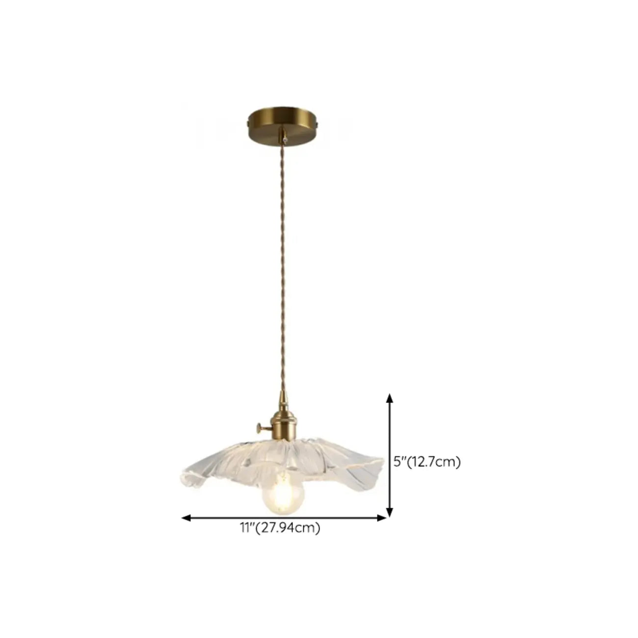 Suspension élégante en verre transparent à motif floral