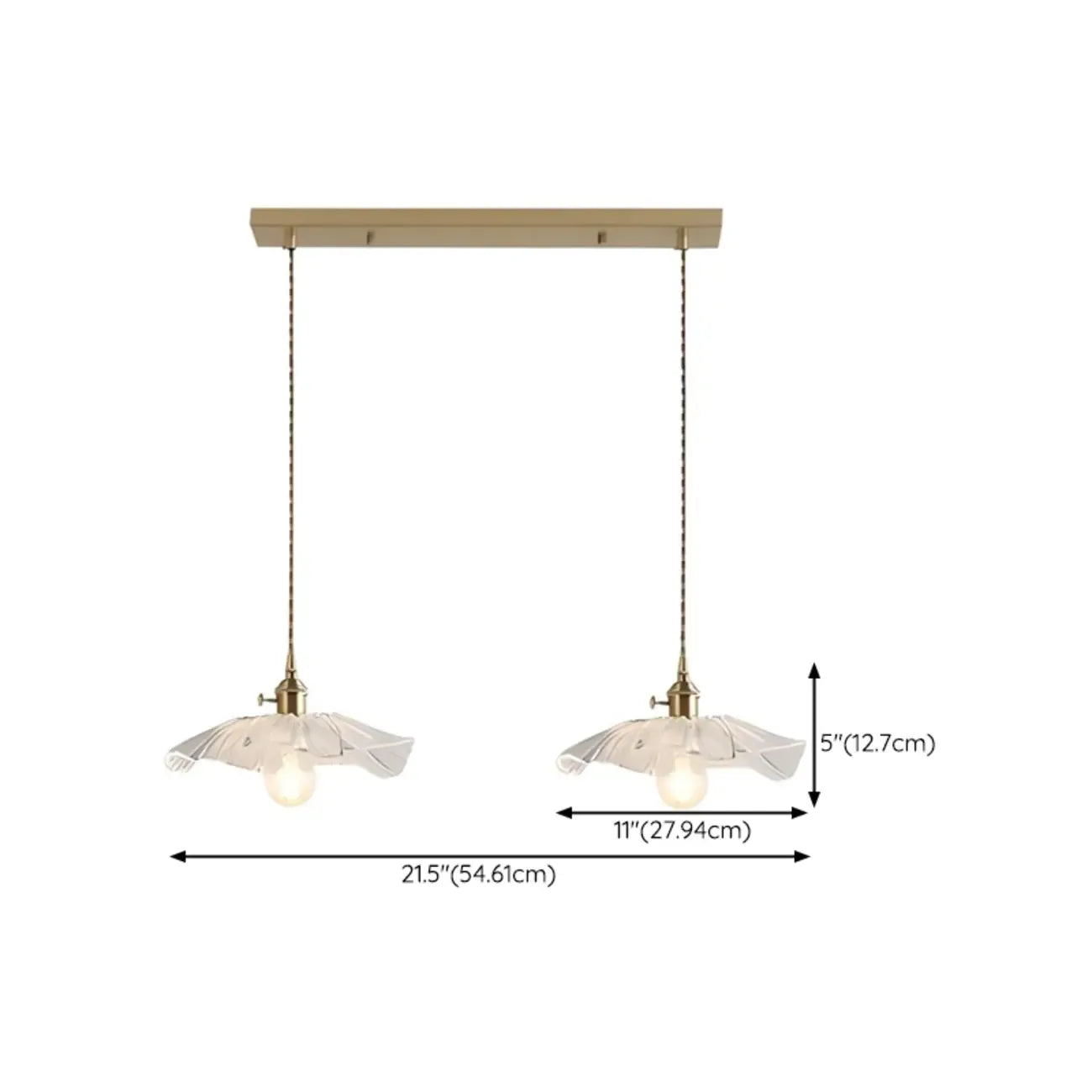 Suspension élégante en verre transparent à motif floral
