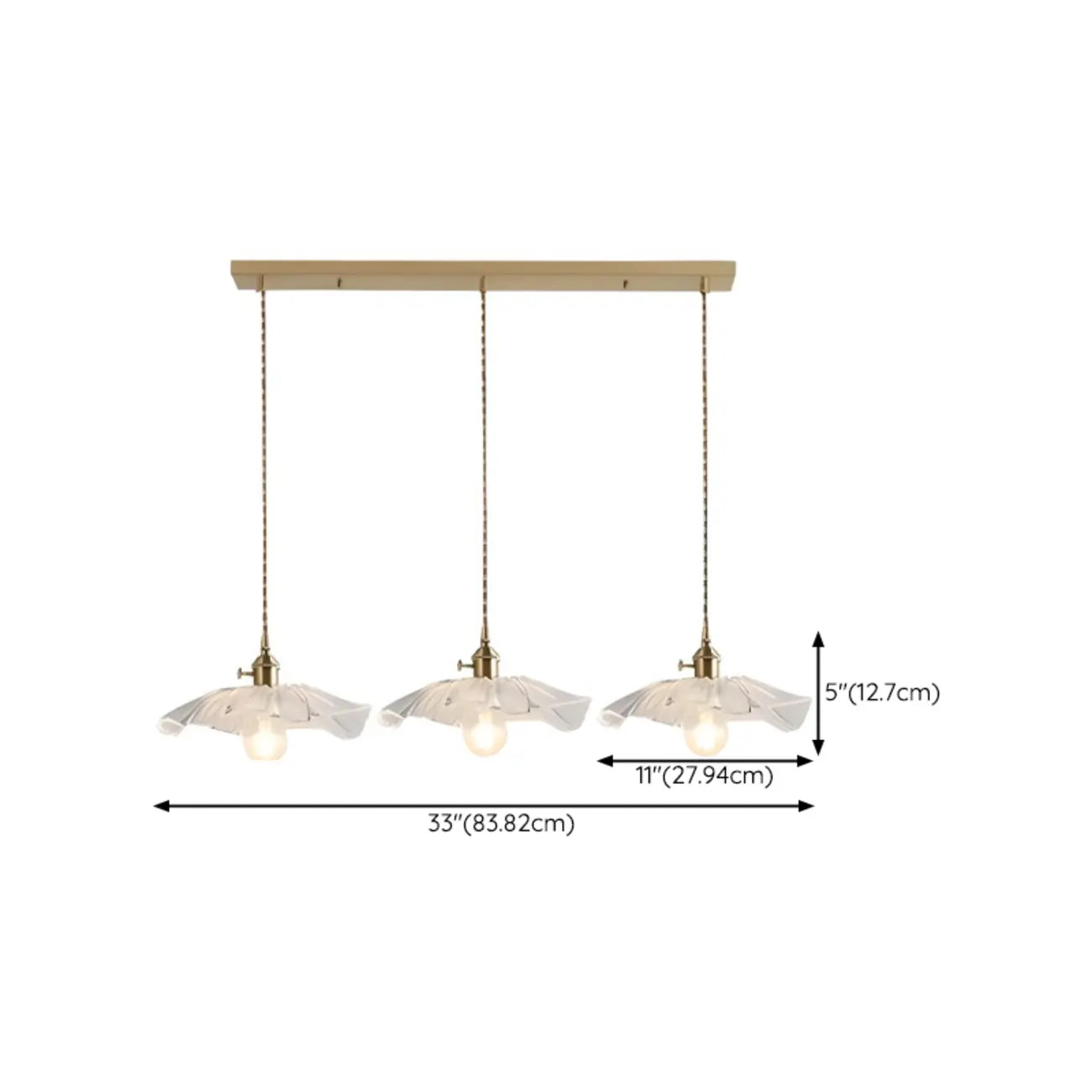 Suspension élégante en verre transparent à motif floral