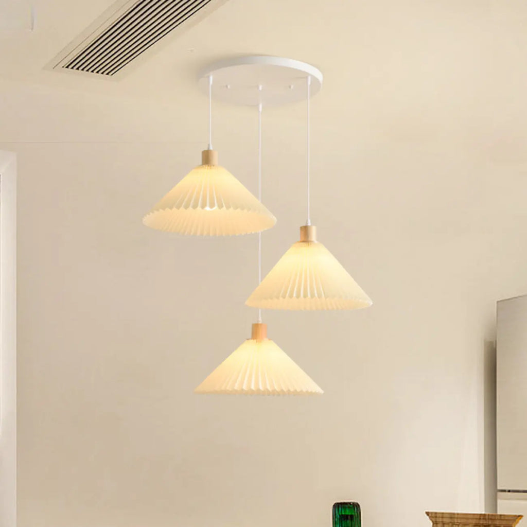Suspension de cuisine moderne en tissu plissé beige