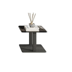 Table basse carrée noire moderne avec tiroirs pour salon