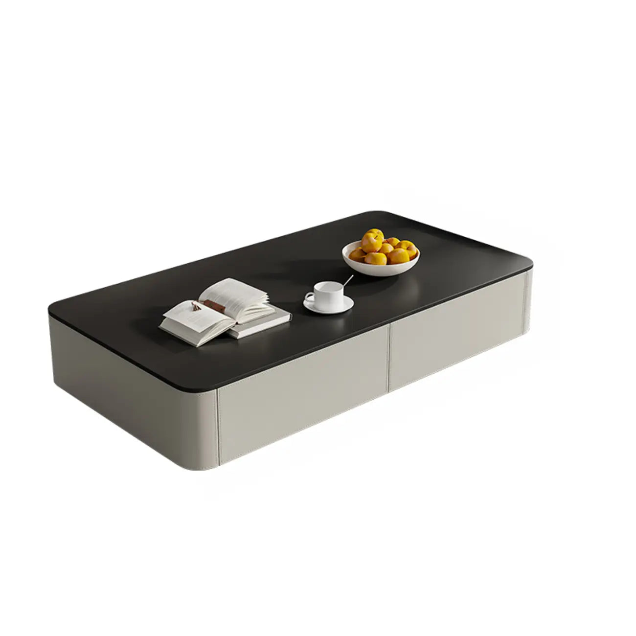 Table basse carrée noire moderne avec tiroirs pour salon