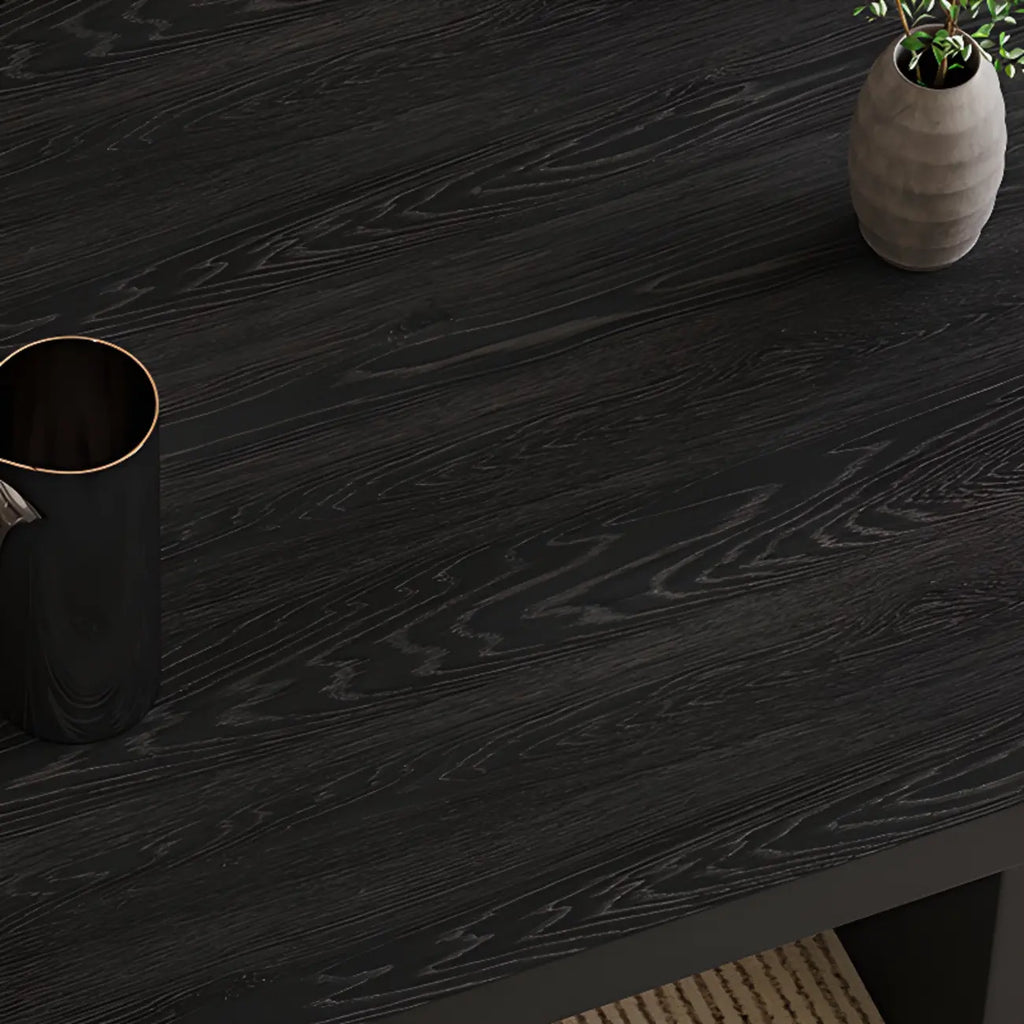 Table basse rectangulaire minimaliste en bois noir pour salon