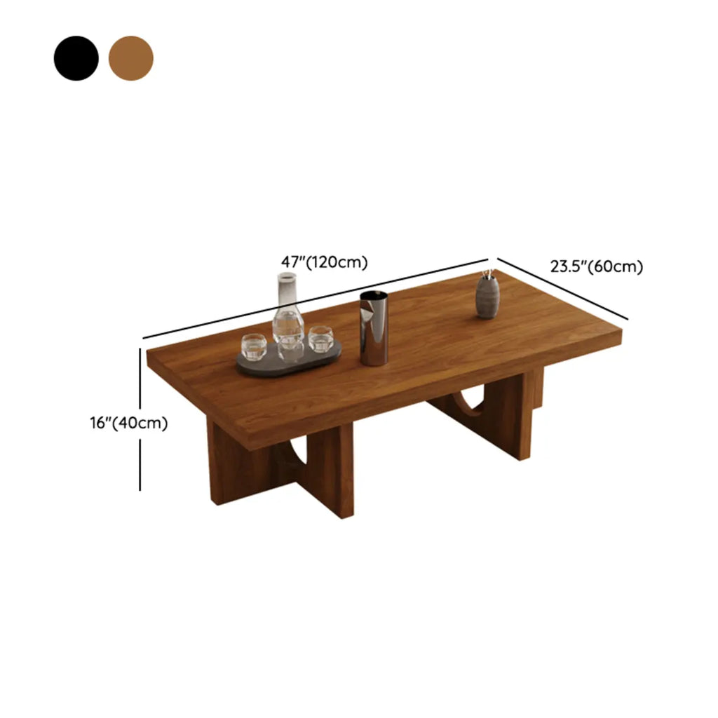 Table basse rectangulaire minimaliste en bois noir pour salon