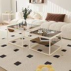 Table basse gigogne moderne en verre noir avec rangement