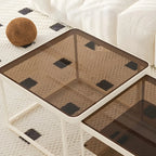 Table basse gigogne moderne en verre noir avec rangement
