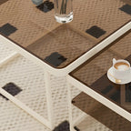 Table basse gigogne moderne en verre noir avec rangement