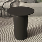 Table basse ronde minimaliste blanche avec plateau en pierre
