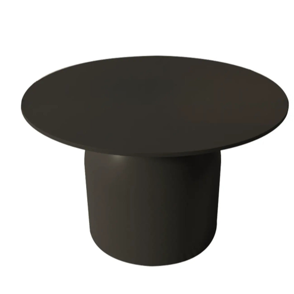 Table basse ronde minimaliste blanche avec plateau en pierre