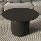 Table basse ronde minimaliste blanche avec plateau en pierre
