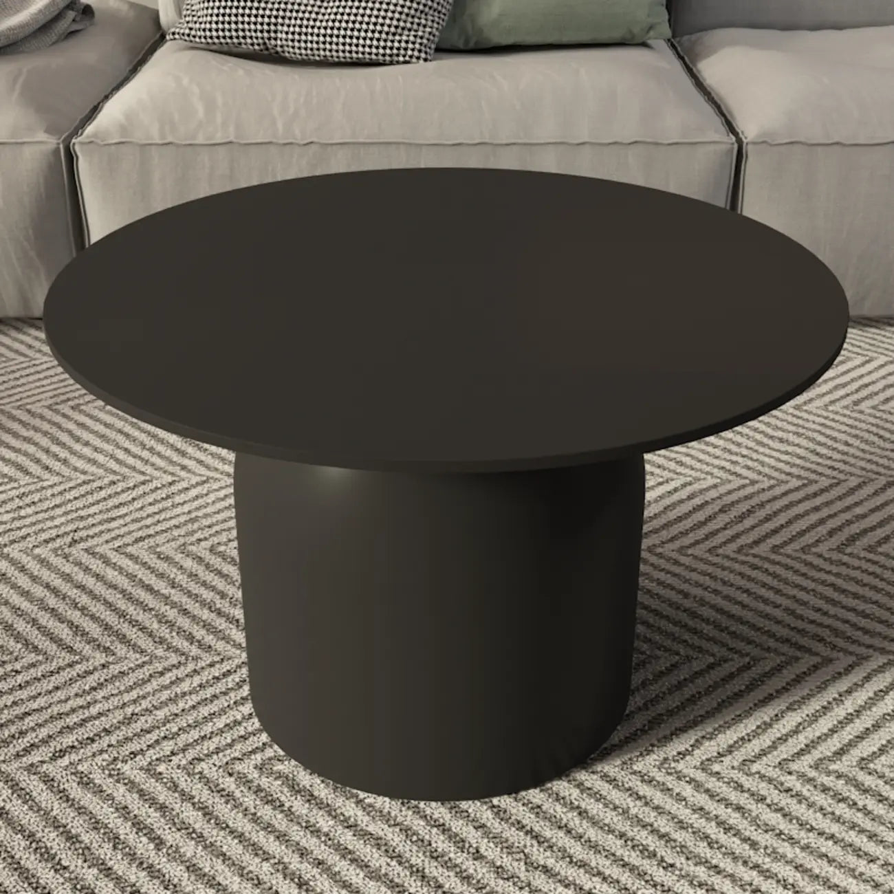 Table basse ronde minimaliste blanche avec plateau en pierre