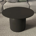 Table basse ronde minimaliste blanche avec plateau en pierre