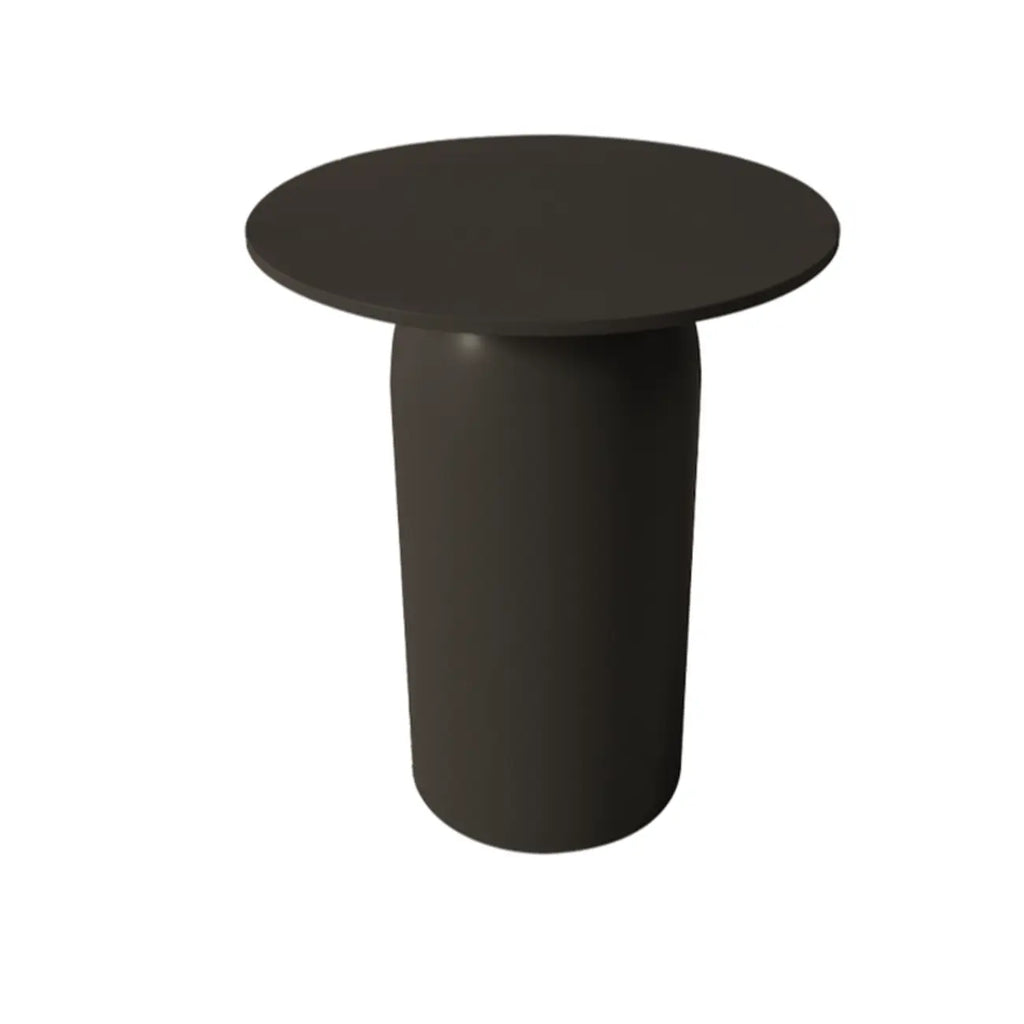 Table basse ronde minimaliste blanche avec plateau en pierre