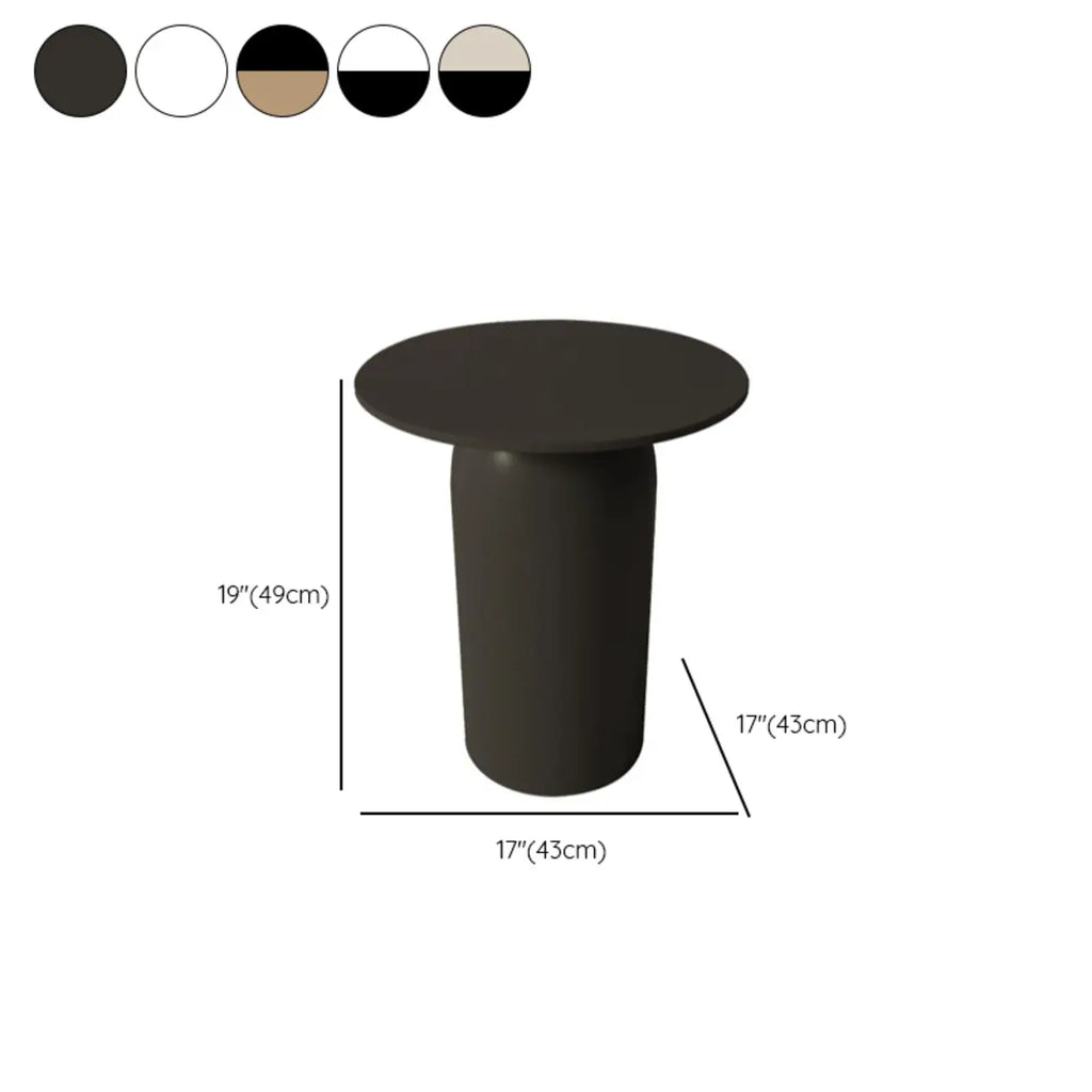 Table basse ronde minimaliste blanche avec plateau en pierre
