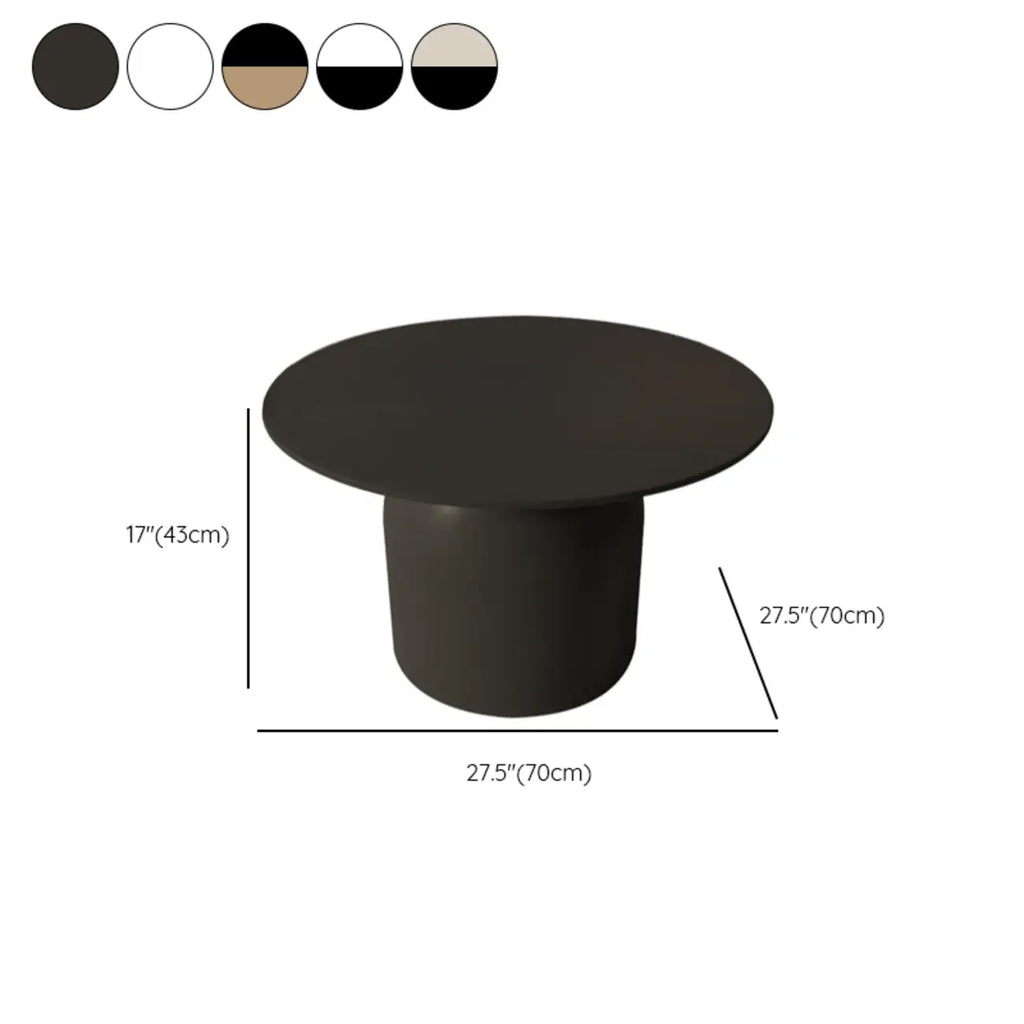 Table basse ronde minimaliste blanche avec plateau en pierre