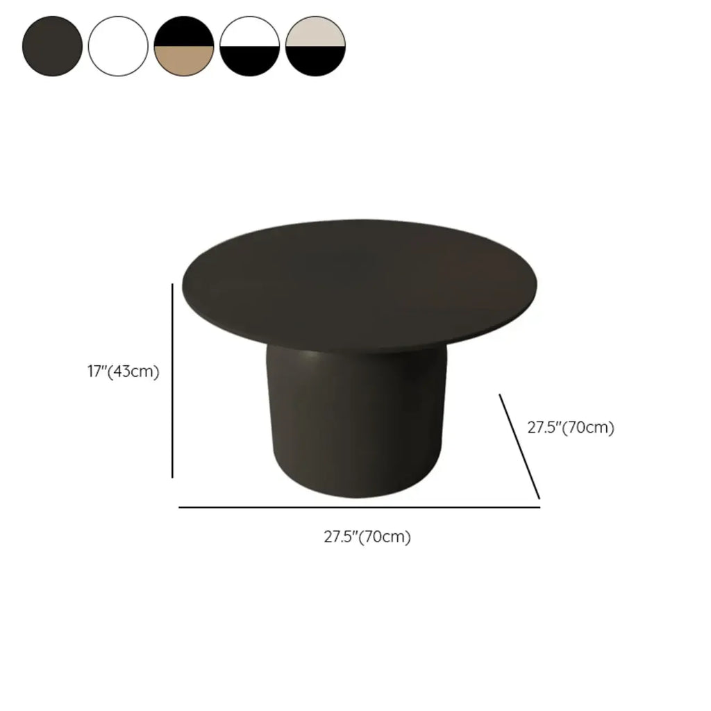 Table basse ronde minimaliste blanche avec plateau en pierre