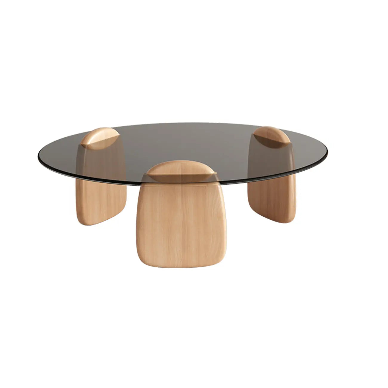 Table basse ronde moderne en verre avec piédestal