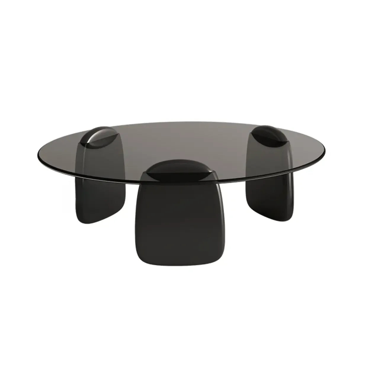 Table basse ronde moderne en verre avec piédestal