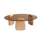 Table basse ronde moderne en verre avec piédestal