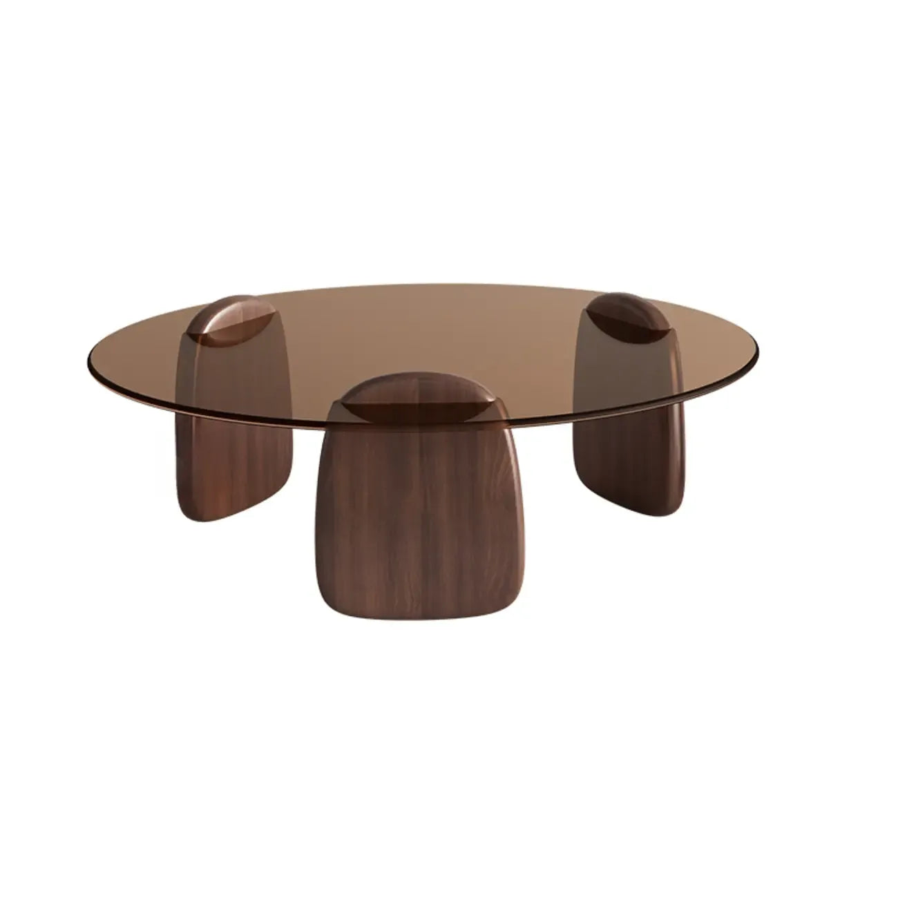 Table basse ronde moderne en verre avec piédestal